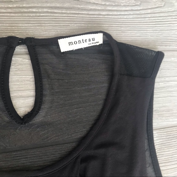 MONTEAU Black Deep-V Maxi Dress with Sheer Back - Picture 5 of 8